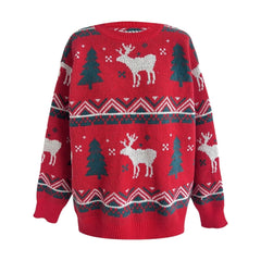 Red Winter Style Knitted Pullover Christmas Sweater Sweaters-L
