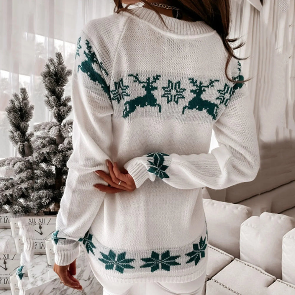 Christmas Deer Warm Knitted Long Sleeve Autumn Winter Loose Hot Sale Sweater Sweaters-L