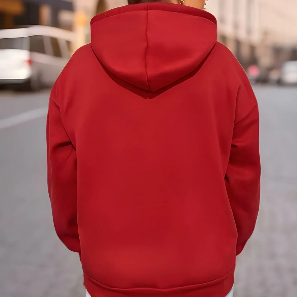 Fleece Lined Casual Drawstring Sports Christmas Tree Hoodie Hoodies-L