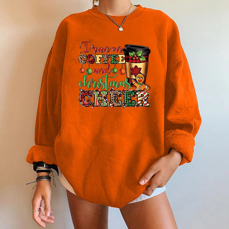 Y2K Trendy Round Neck Casual Autumn Spring Christmas Hoodie Light Yellow / S Hoodies-L