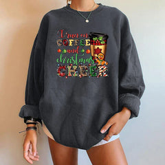 Letter Y2K Trendy Round Neck Casual Autumn Spring Christmas Hoodie Dark Grey / S Hoodies-L