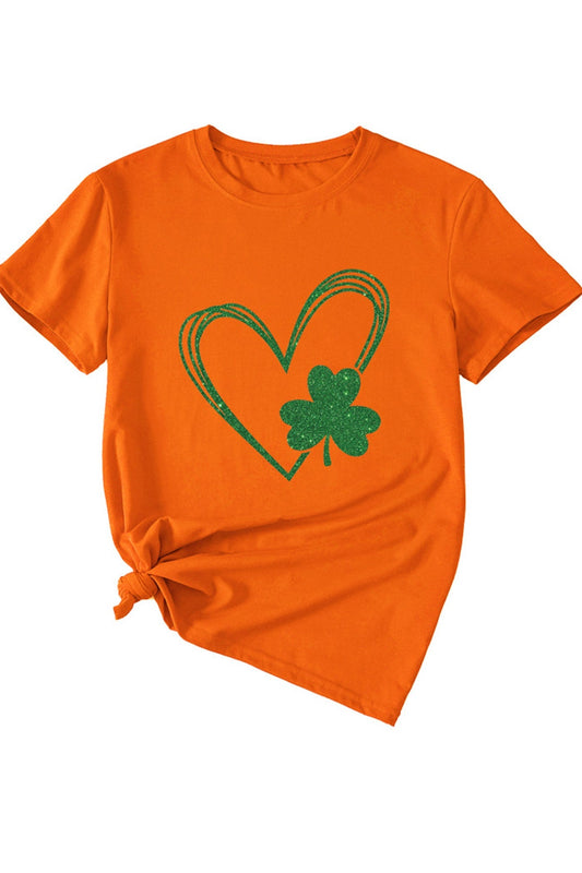 Clover Peach Heart Graphic T-shirt