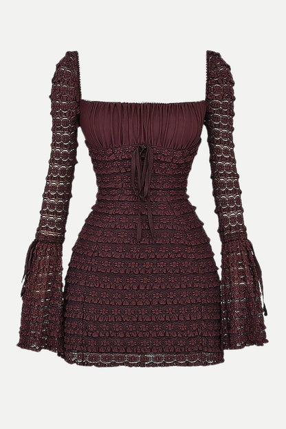 Coffee Ruched Mini Dress