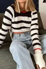 Contrast Striped Tie-back Sweater