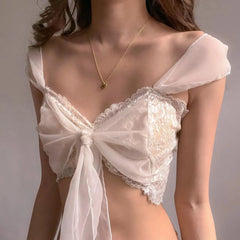 Coquette Lace Mesh Bra Crop Top