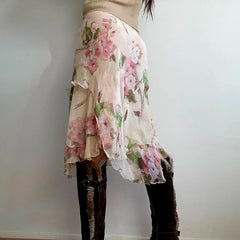 Cottagecore Floral Layered Midi Skirt