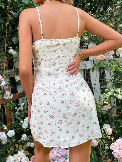 Cottagecore Floral Ruched Mini Dress