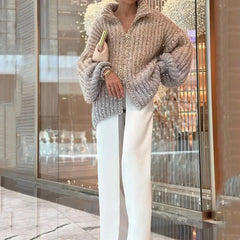 Customizable Sequin Wool Cardigan Cardigan-241208