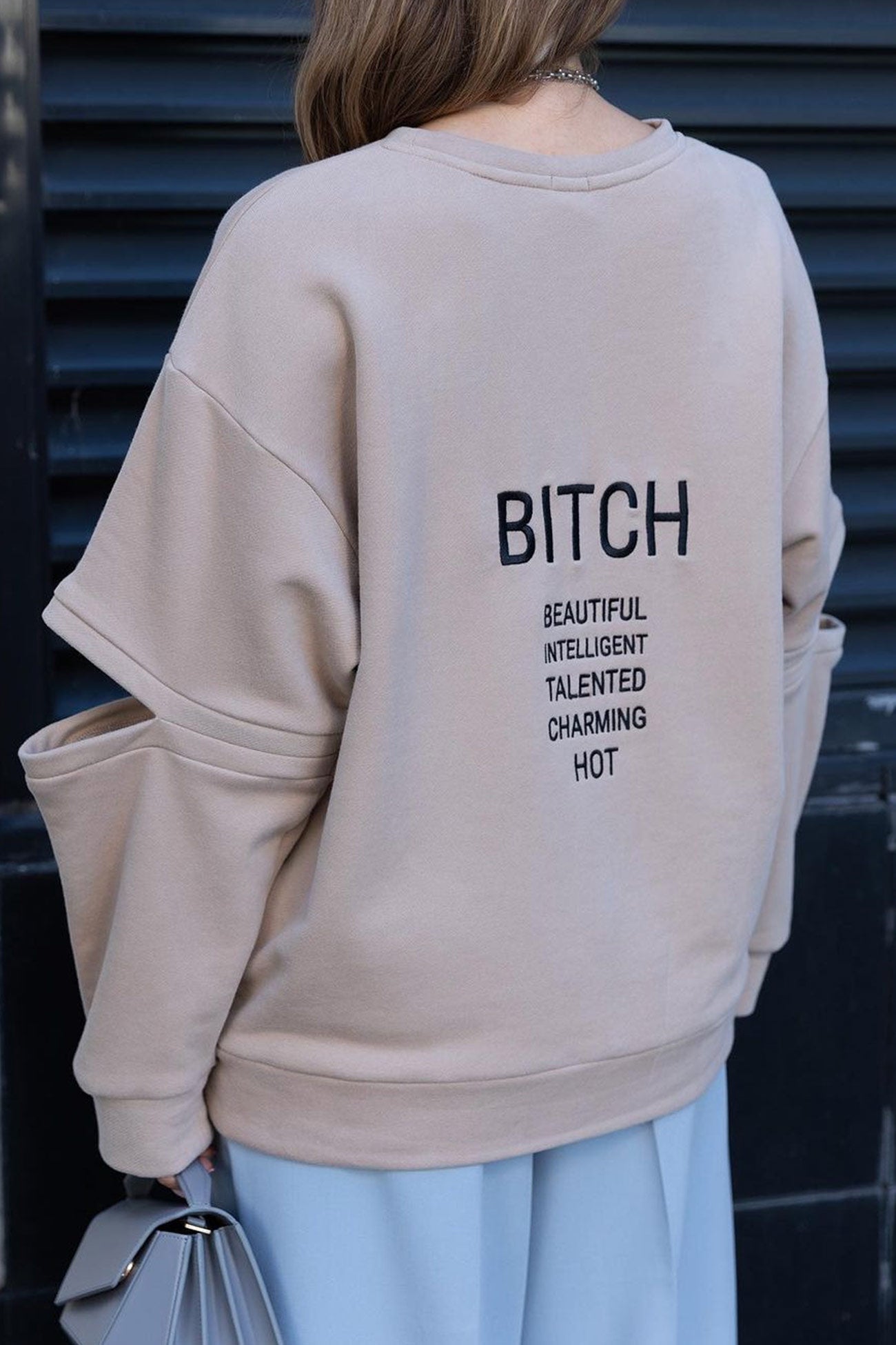 Cutout Sleeve Pullover Sweatshirt