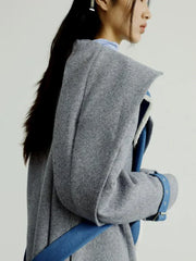 Women’s Woolen Removable Contrast Overcoat