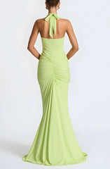 Deep Plunge Ruched Maxi Dress