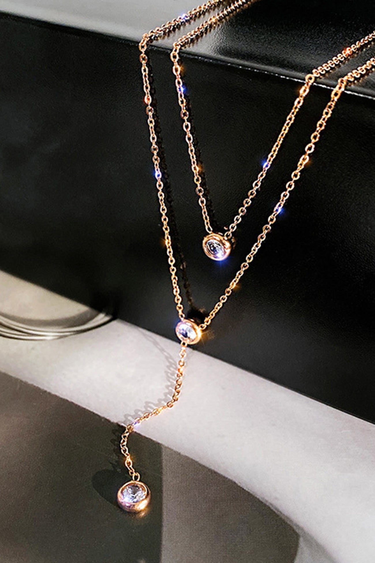 Double Layered Sparkling Pendant Necklace