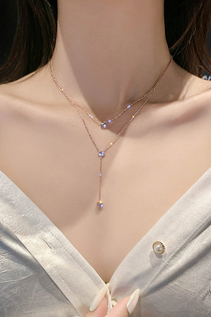 Double Layered Sparkling Pendant Necklace