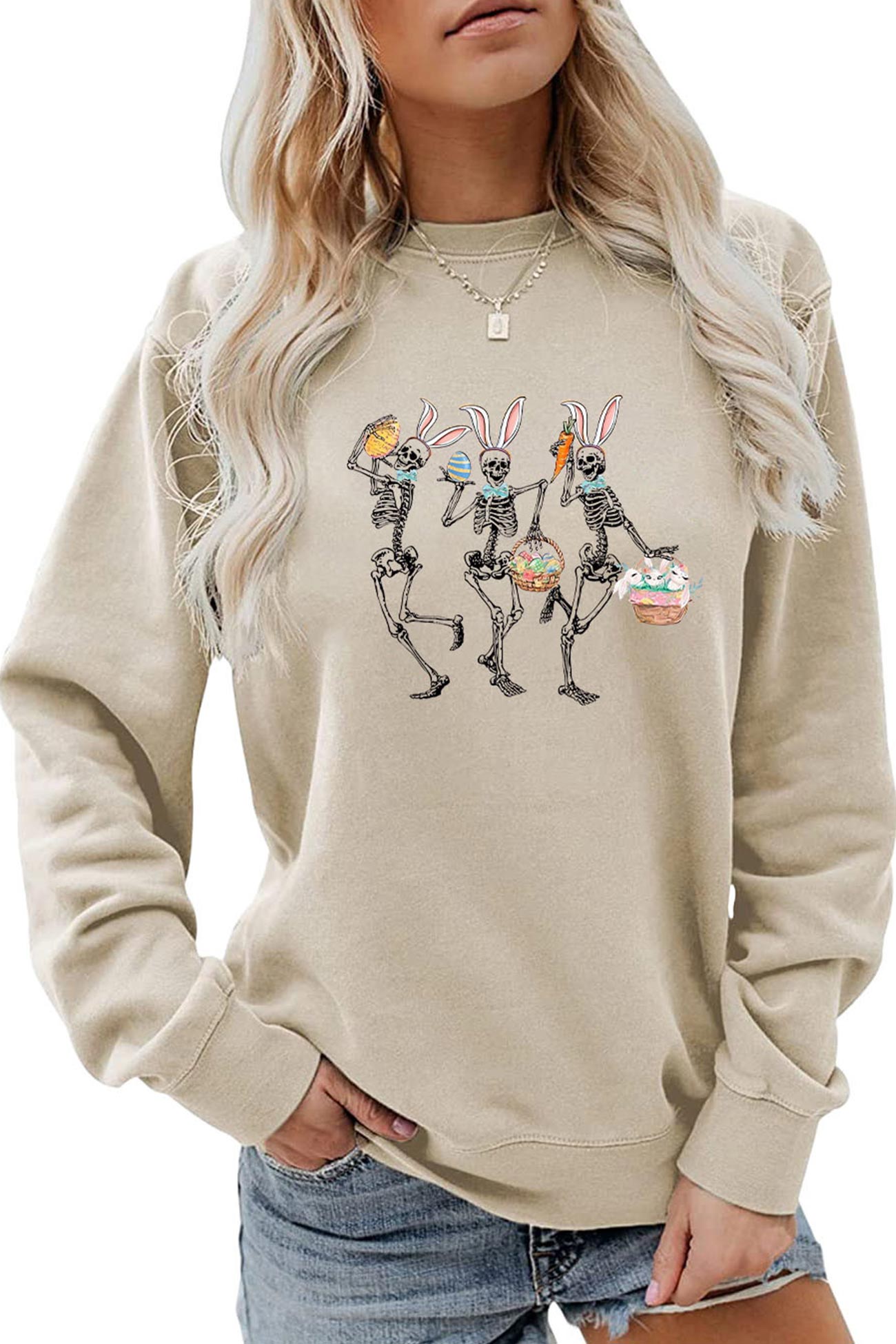 Easter Skull Rabbit Graphic Sweatshirt