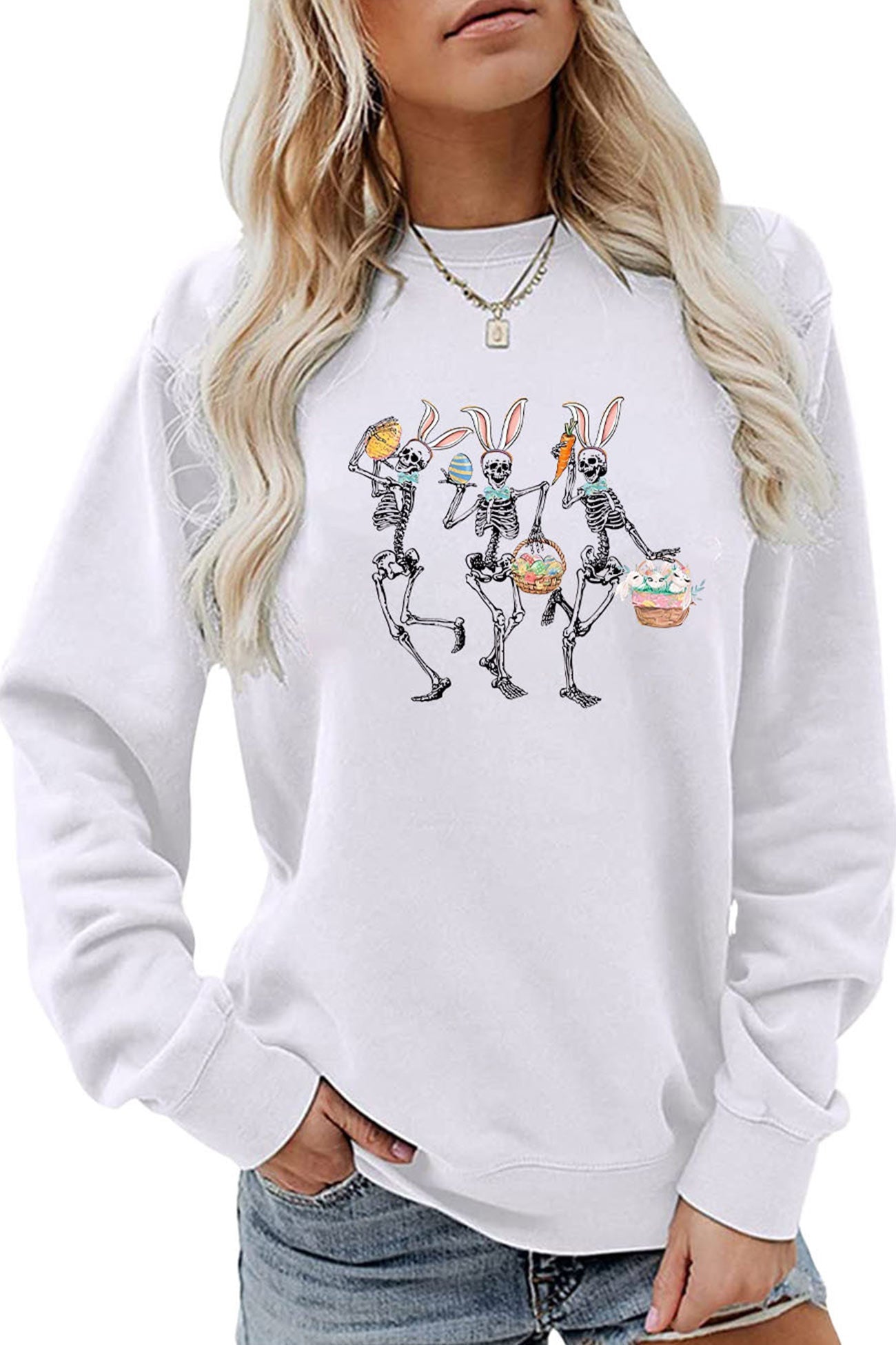 Easter Skull Rabbit Graphic Sweatshirt