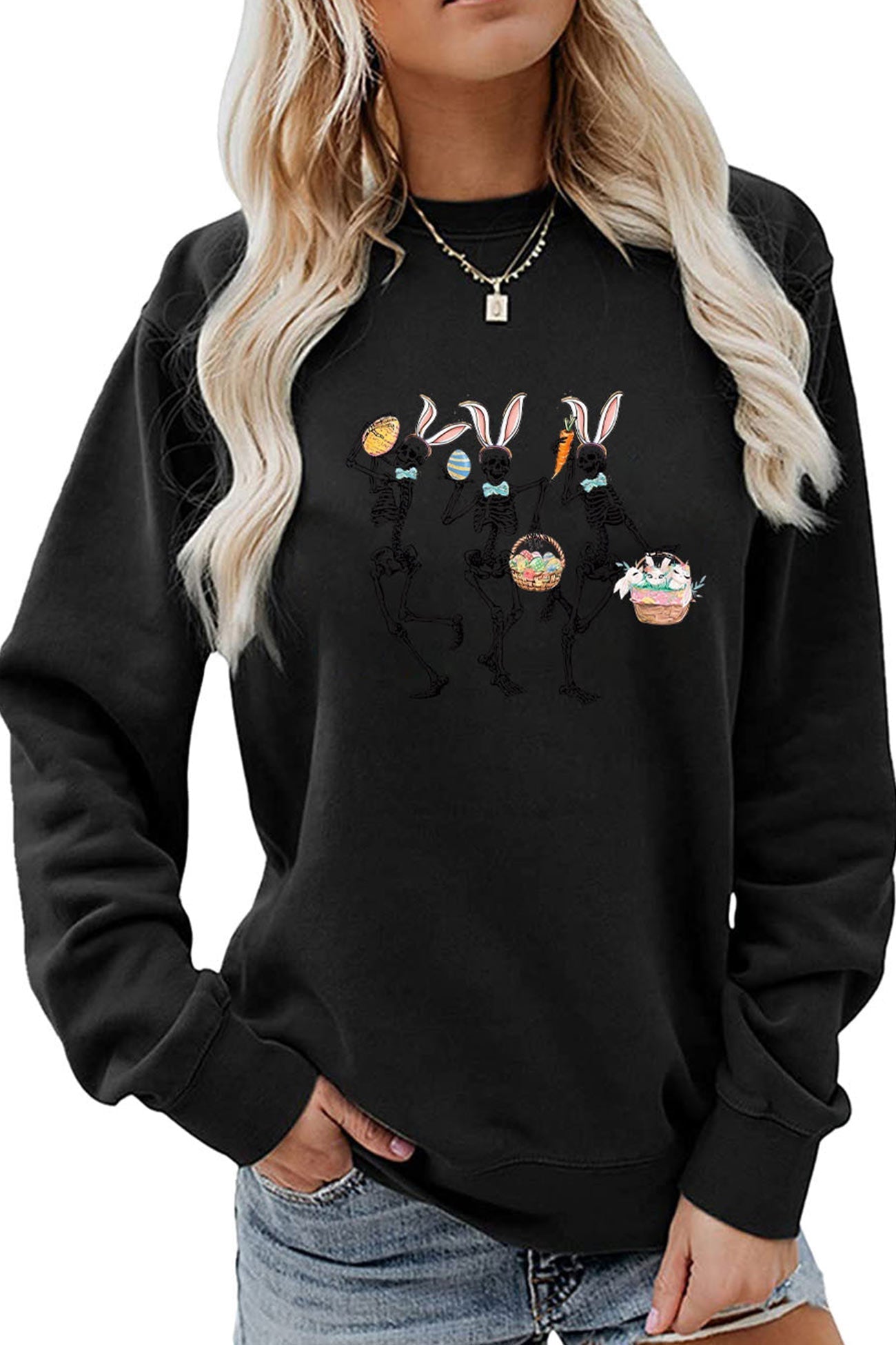 Easter Skull Rabbit Graphic Sweatshirt