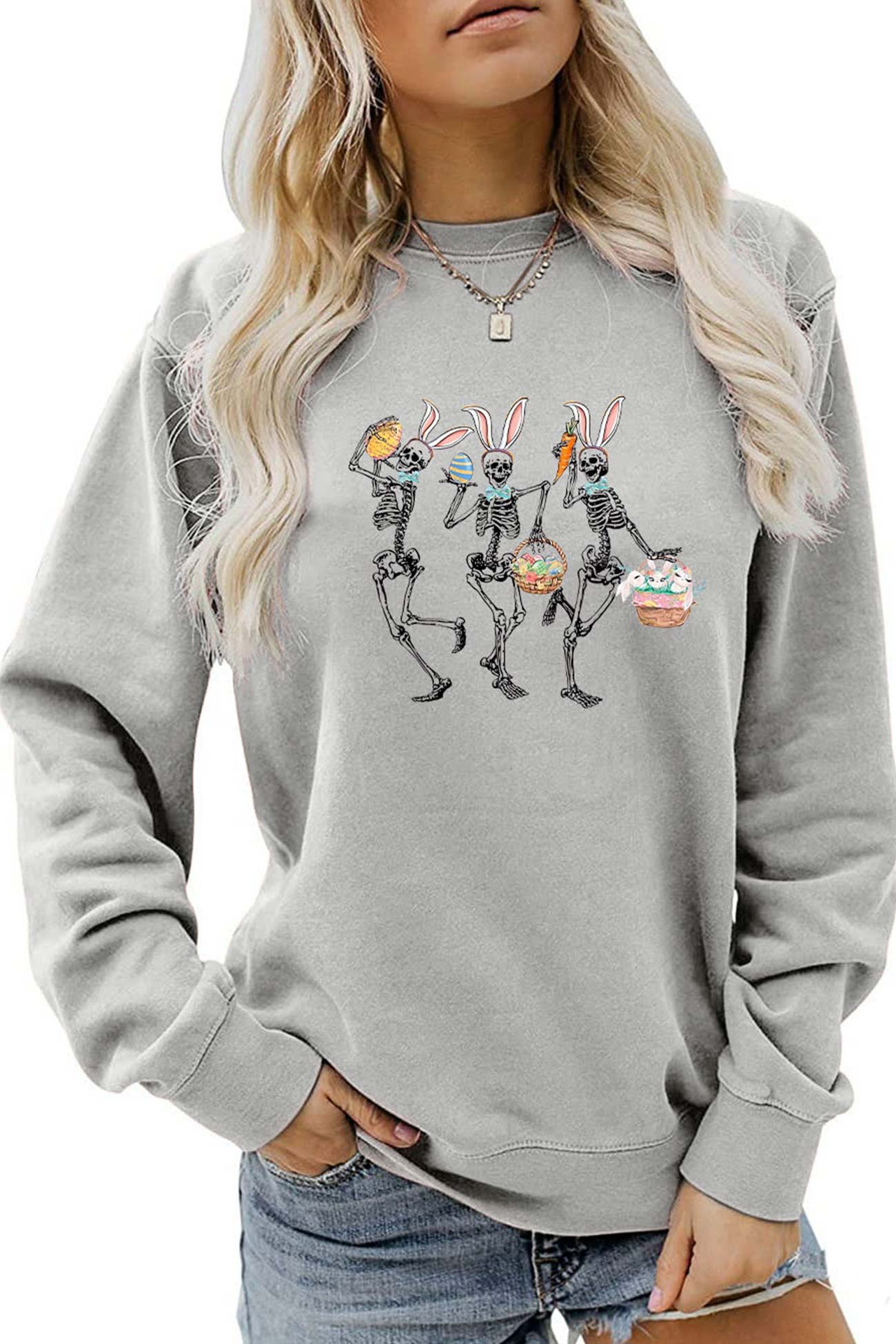 Easter Skull Rabbit Graphic Sweatshirt