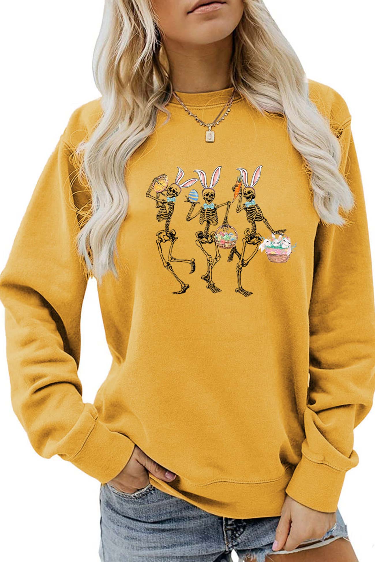 Easter Skull Rabbit Graphic Sweatshirt