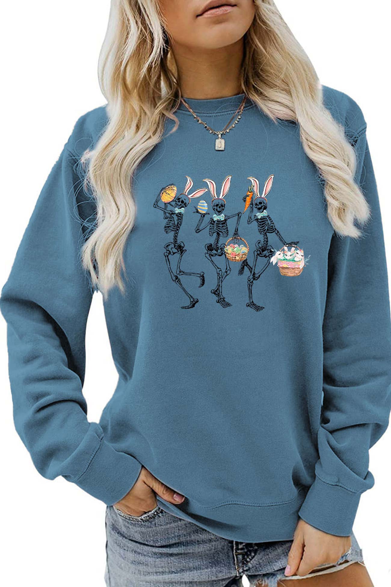 Easter Skull Rabbit Graphic Sweatshirt