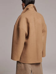 Black Lapel Slim Single-Breasted Overcoat