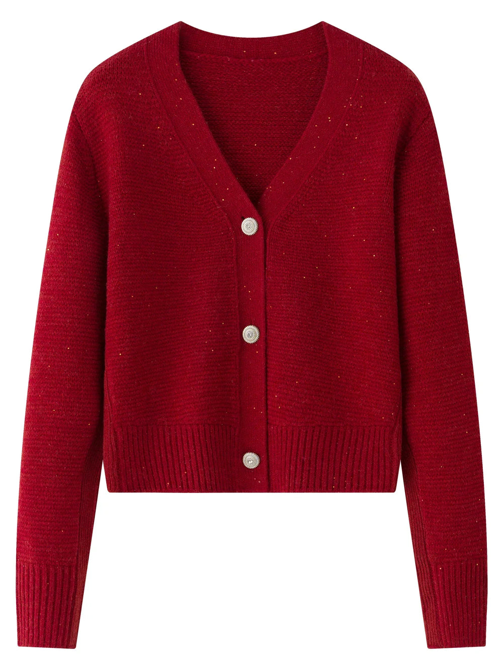 Elegant V-Neck Wool Knitted Cardigan Cardigan-241208