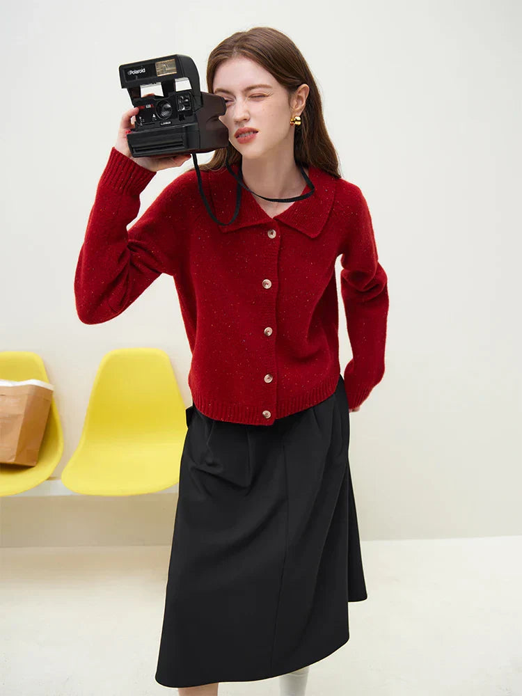 Casual Full Sleeve Loose Layup Knitwear Red Christmas Sweater Sweaters-L