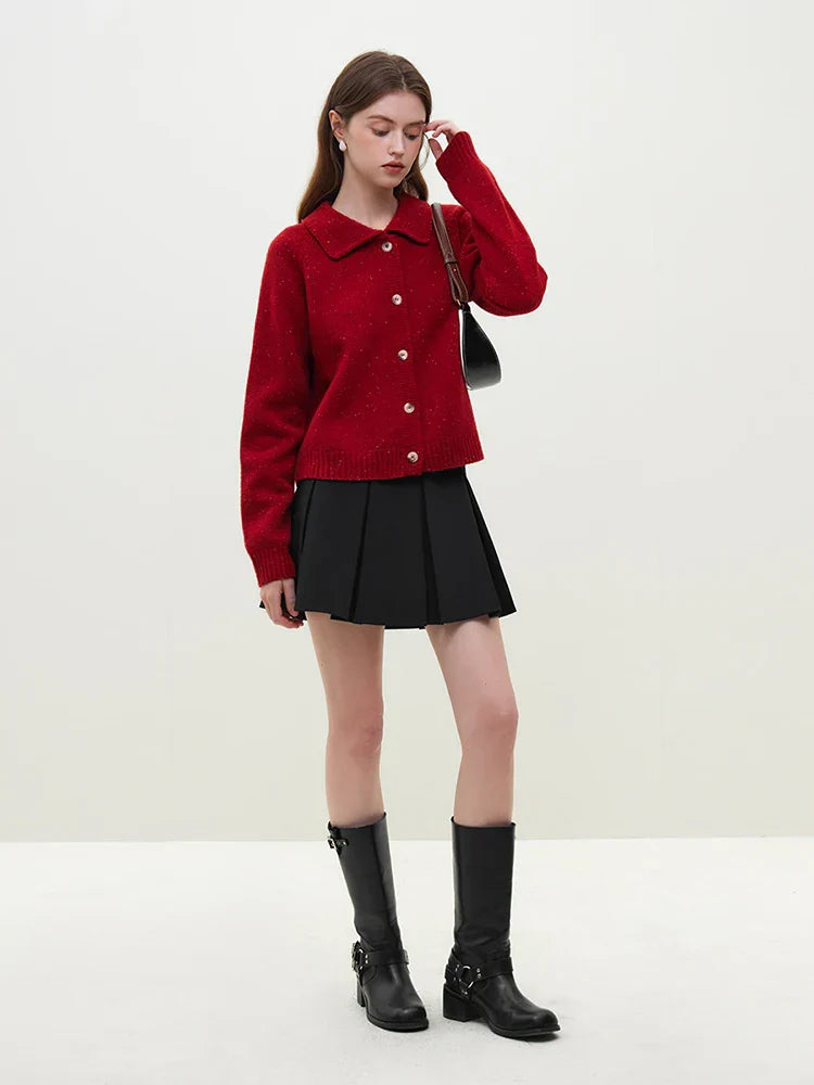 Casual Full Sleeve Loose Layup Knitwear Red Christmas Sweater Sweaters-L