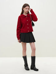 Casual Full Sleeve Loose Layup Knitwear Red Christmas Sweater Sweaters-L