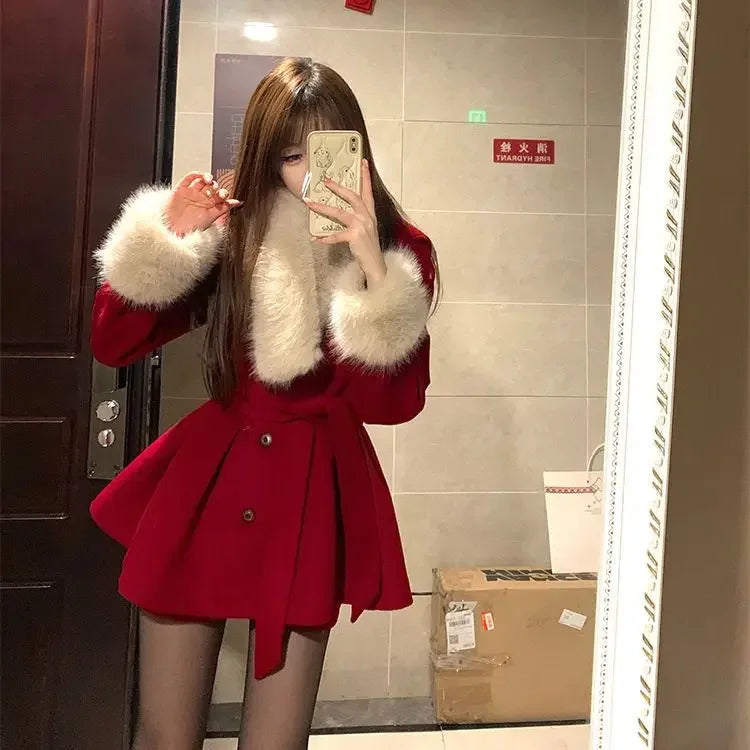 Fall Winter Short Detachable Fur High-end Heavy Slimming Coats