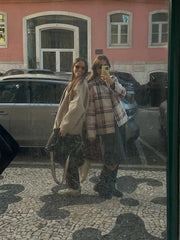 Big Plaid Print Woolen Bomber Coat