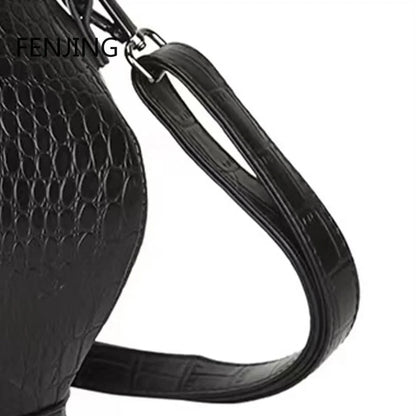 Fashion Shaped Leather Funny Personalized Gothic Pattern Stone Teapot Bag