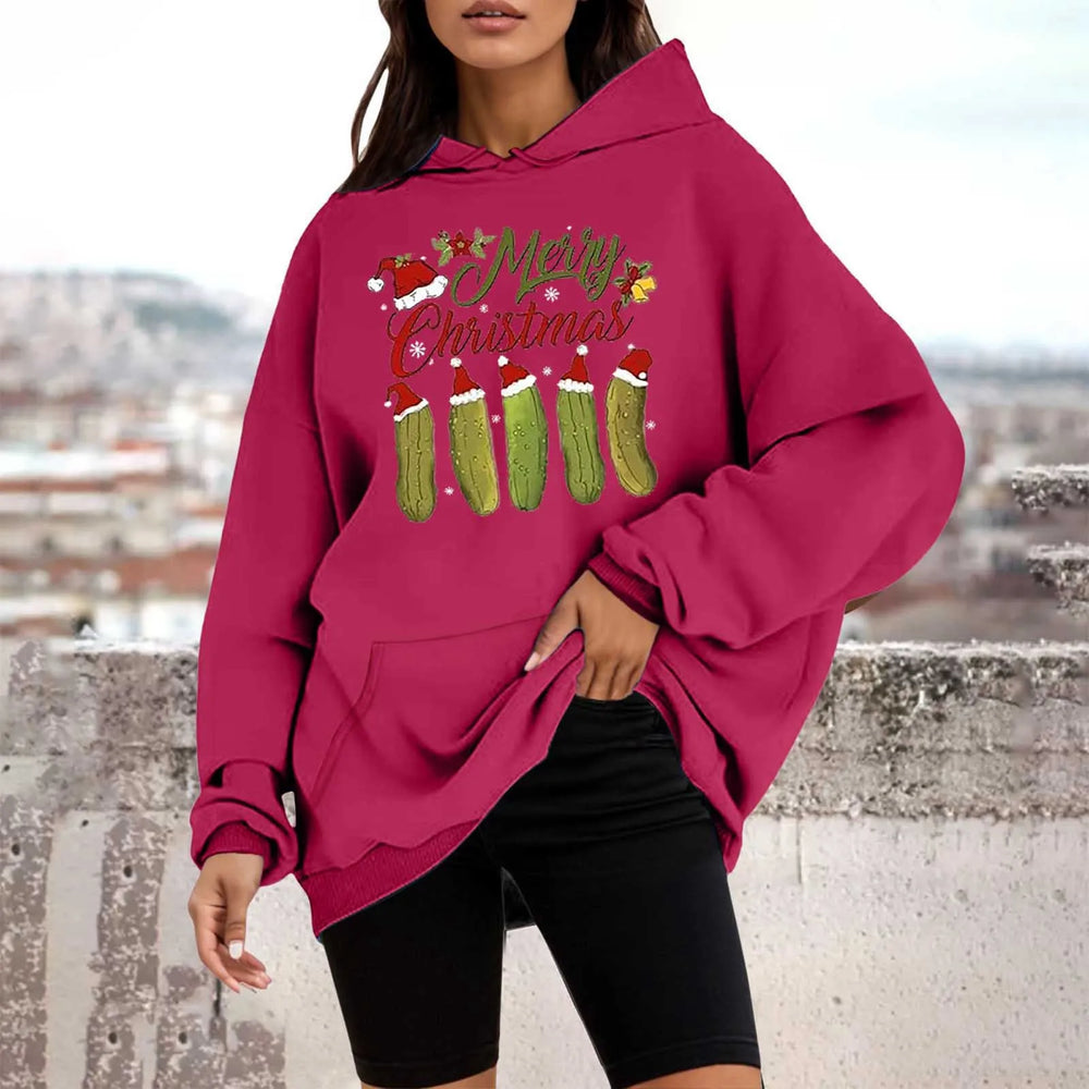 Loose Pullover Four Christmas Tree Crewneck New Autumn Hoodie Hot Pink-F / M Hoodies-L