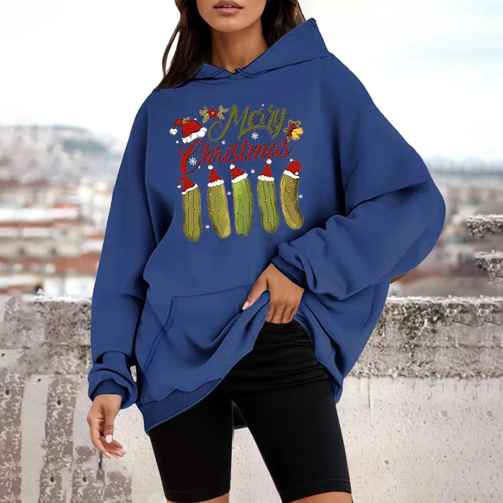 Loose Pullover Four Christmas Tree Crewneck New Autumn Hoodie Blue-F / M Hoodies-L