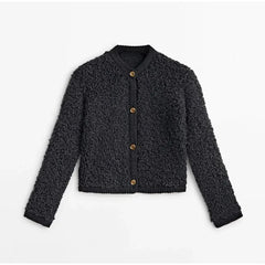 Fashion Wool O-neck Patchwork Casual Long Sleeve Chic Coats