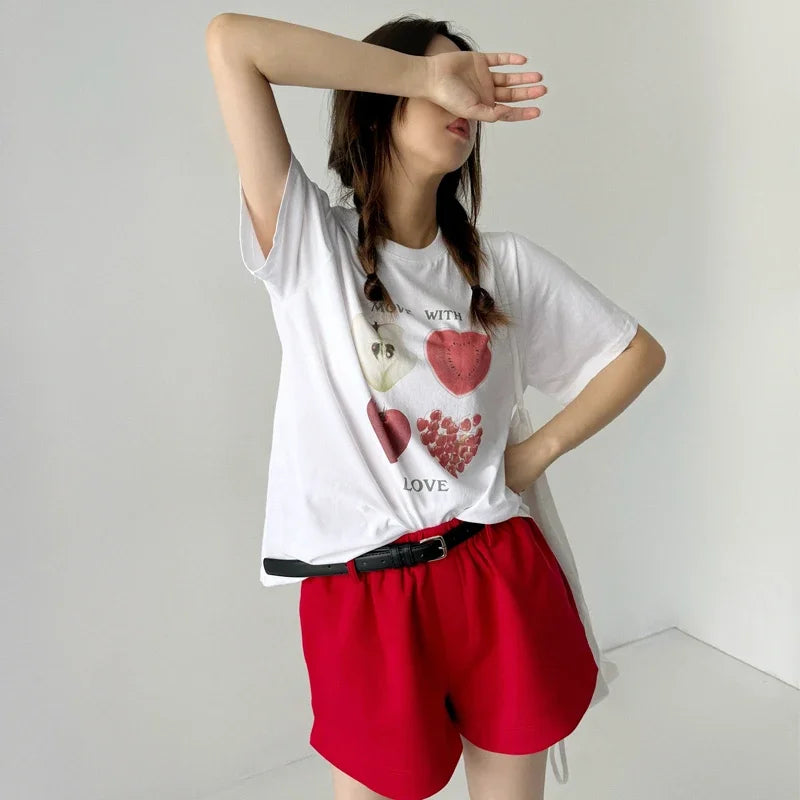 Kawaii Fruit Print Y2K T-shirt t-shirt-250223