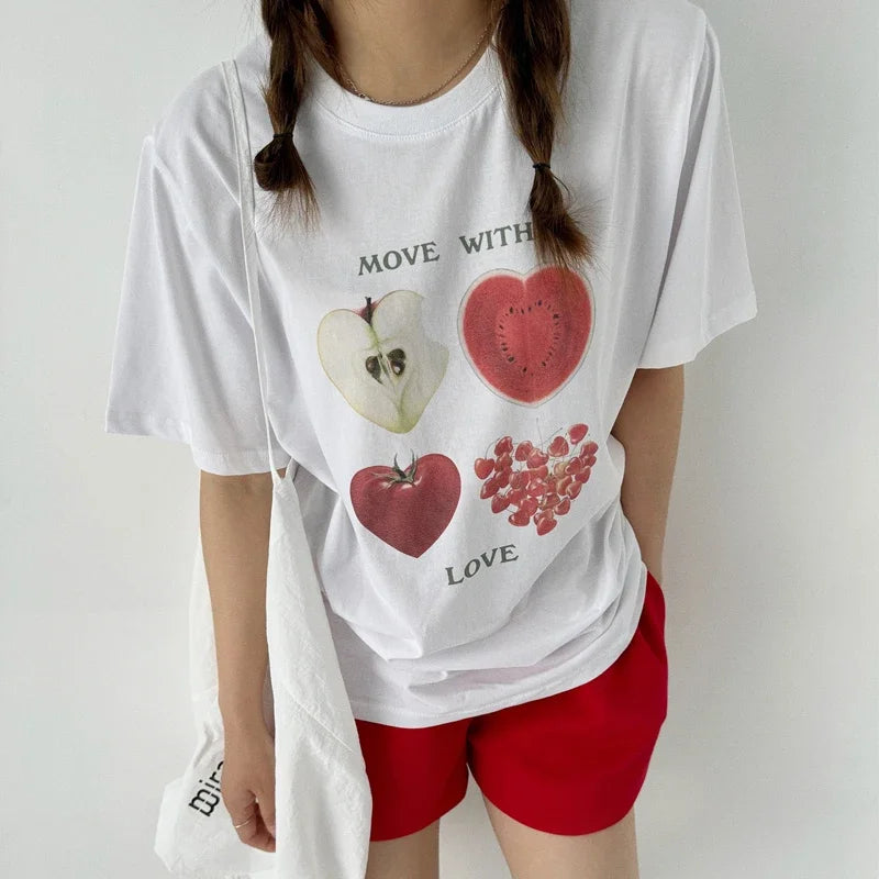 Kawaii Fruit Print Y2K T-shirt t-shirt-250223