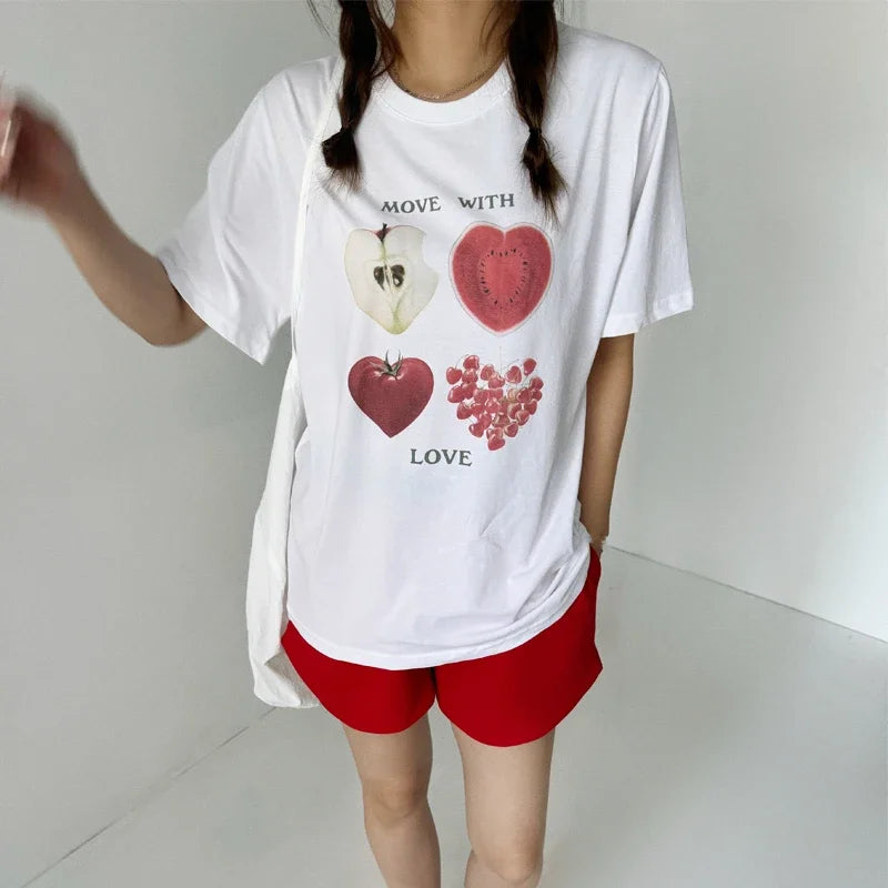 Kawaii Fruit Print Y2K T-shirt t-shirt-250223