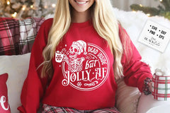 Funny Dead Inside Jolly Slogan Hot Vintage Skull Female Christmas Hoodie Red / S Hoodies-L