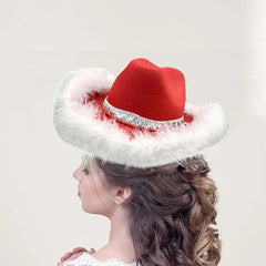 Cowgirl Christmas Sequined Belt Holiday Costume Hat Hat-L