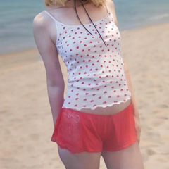 Heart Print Lettuce Crop Top