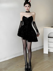 Glitter Asymmetric Mini Dress