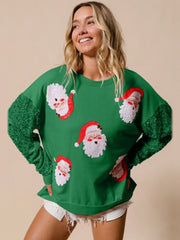 Glitter Patchwork Vintage Harajuku Slim Streetwear Christmas Hoodie Hoodies-L