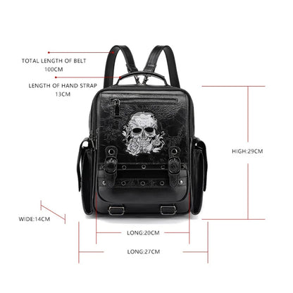 Goth Skull Backpack Unisex Large Multi-function Style Capacity Waterproof Bag