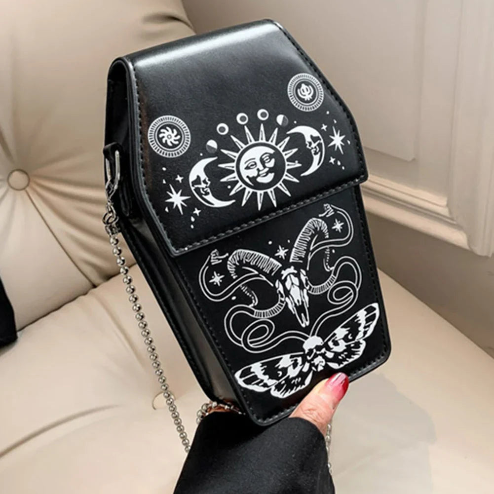 Gothic Shape Coffin PU Halloween Funny Cosmetic Leather Bag