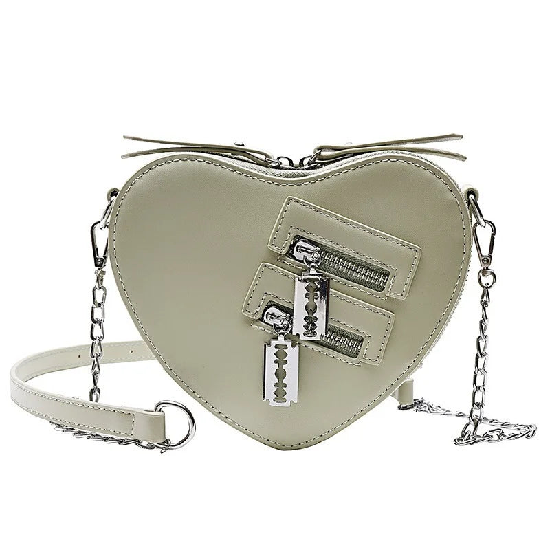 Gothic Casual Handbag Blade Heart Chain Crossbody Zipper Shoulder Summer Bag