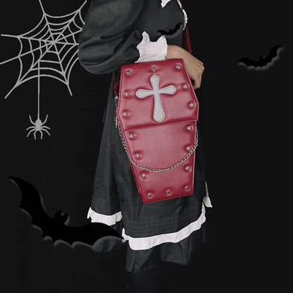 Gothic Vampire School Coffin Lolita Punk Shape Halloween Crossbody Bag