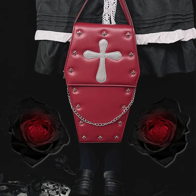 Gothic Vampire School Coffin Lolita Punk Shape Halloween Crossbody Bag