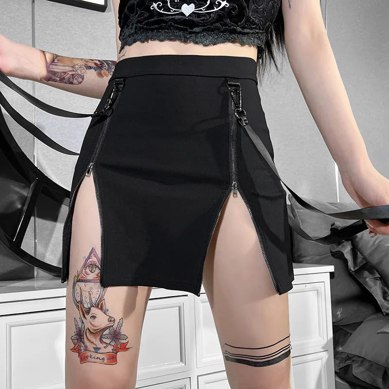 Gothic Punk Grunge Split Sexy High Waist Mini Skirt