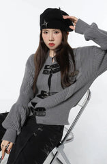 Grunge Saddle Buckle Cardigan