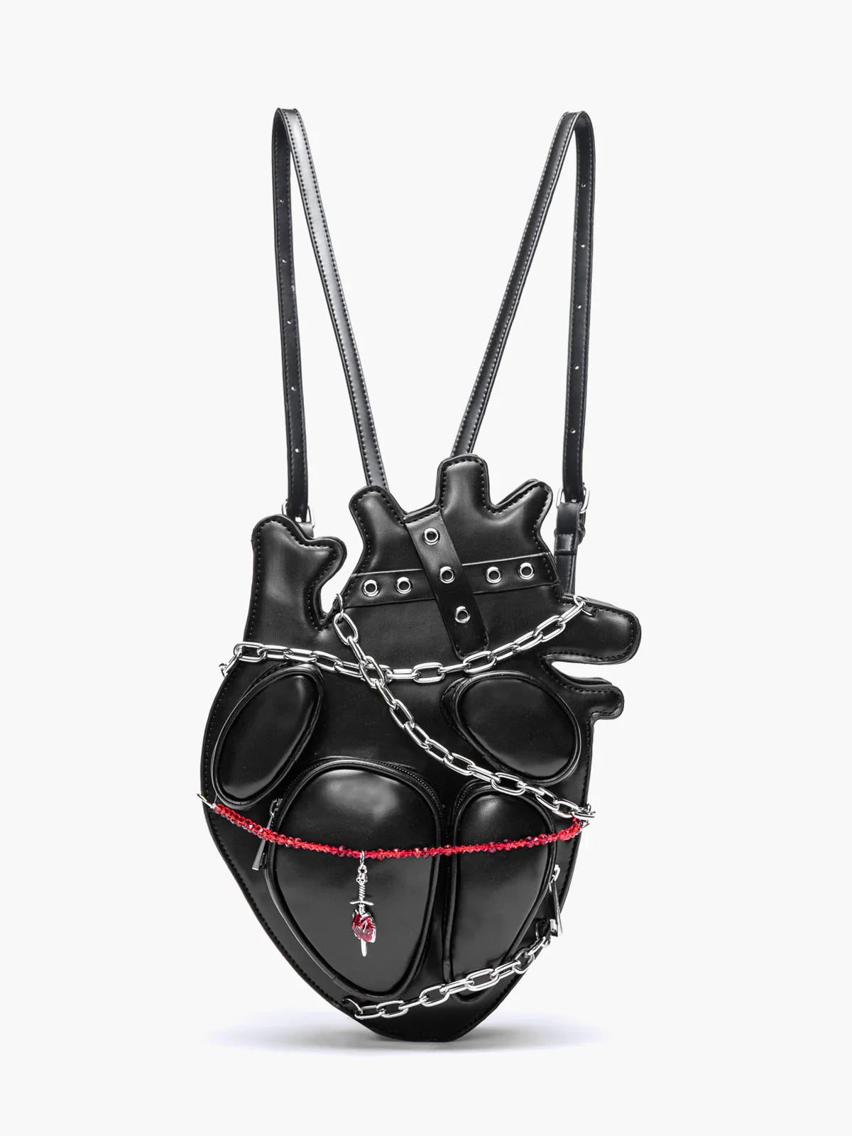 Original Binding Sexy Punk Dark Heart Chain Shoulder Metal Gothic Style Bag